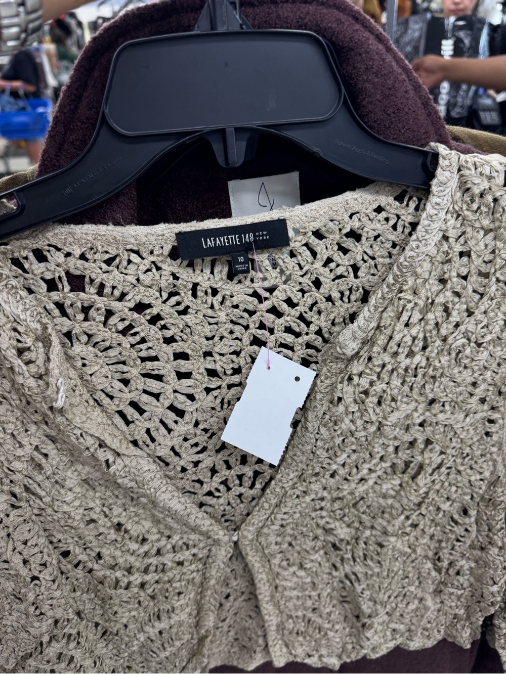 Lafayette 148 New York Open Crochet Knit Shrug in Cream